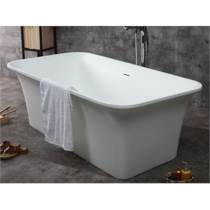 ALFI brand AB9942 67&quot White Rectangular Solid Surface Smooth Resin Soaking Bathtub