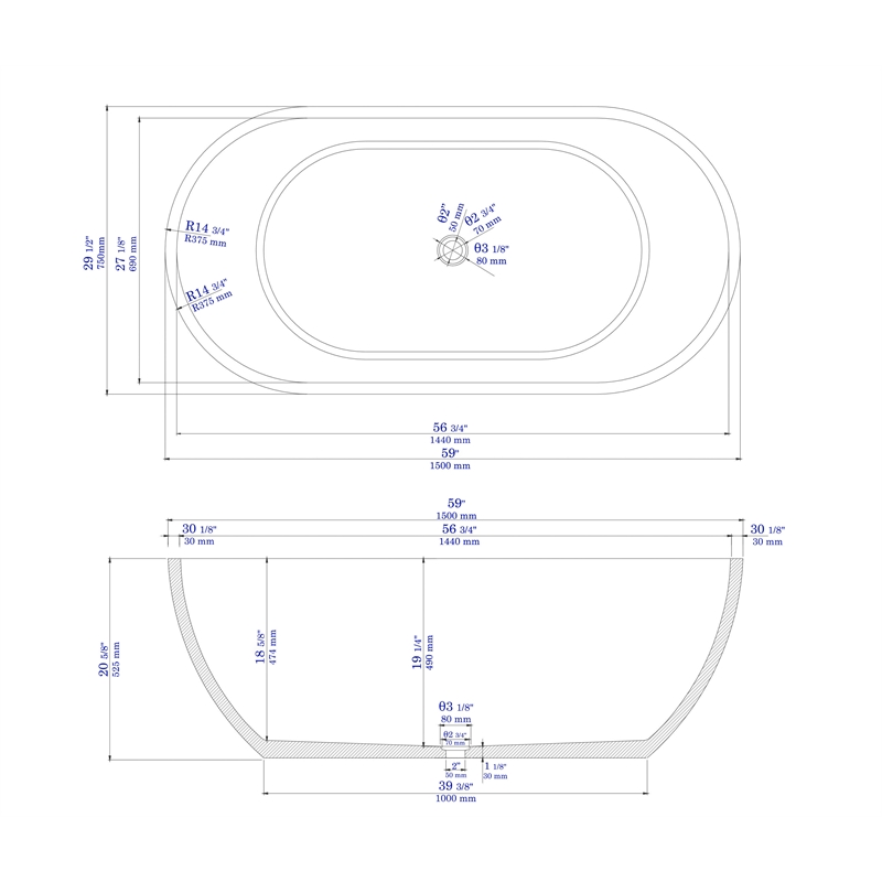 ALFI brand ABCO59TUB 59