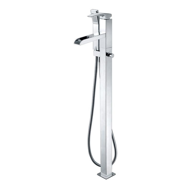 ALFI brand AB2843-PC Chrome Single Hole Floor Mounted Waterfall Tub Filler