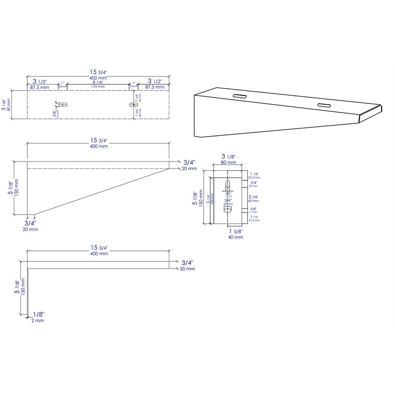ALFI brand AB4048BR Gray Ceramic Installation Brackets for ABCO40R + ABCO48R