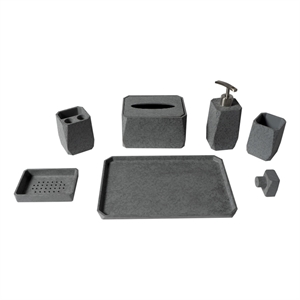 ALFI brand ABCO1023 7 Piece Solid Concrete Gray Matte Bathroom Accessory Set