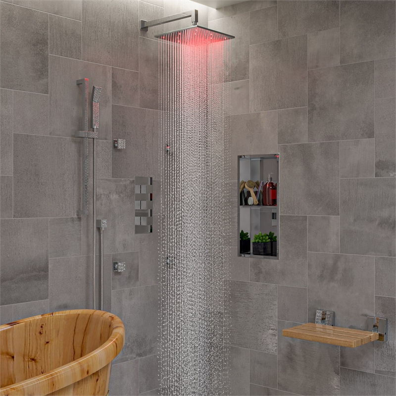 ALFI brand AB7606-PC Chrome Sliding Rail Hand Held Shower Head Set with Hose
