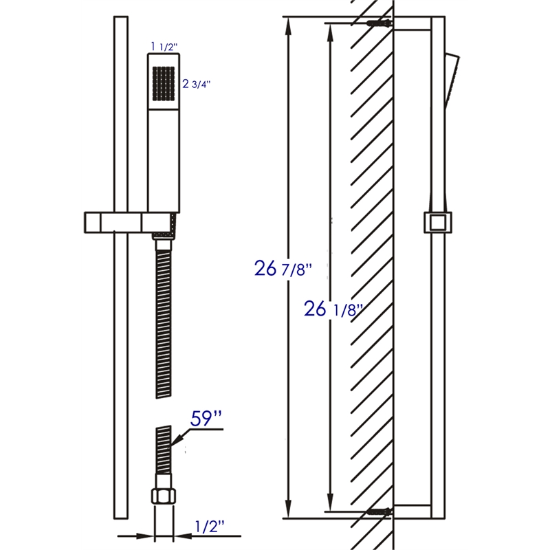 ALFI brand AB7606-PC Chrome Sliding Rail Hand Held Shower Head Set with Hose