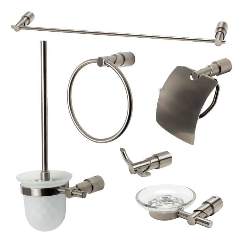 ALFI brand AB9508-BN Brushed Nickel 6 Piece Matching Bathroom Accessory Set
