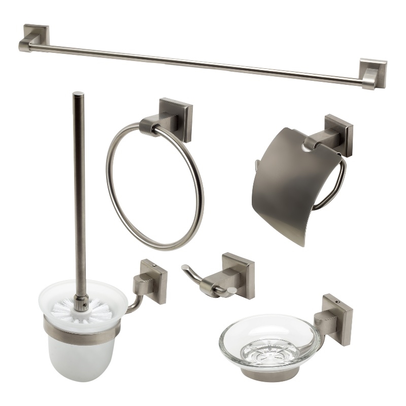 ALFI brand AB9509-BN Brushed Nickel 6 Piece Matching Bathroom Accessory Set