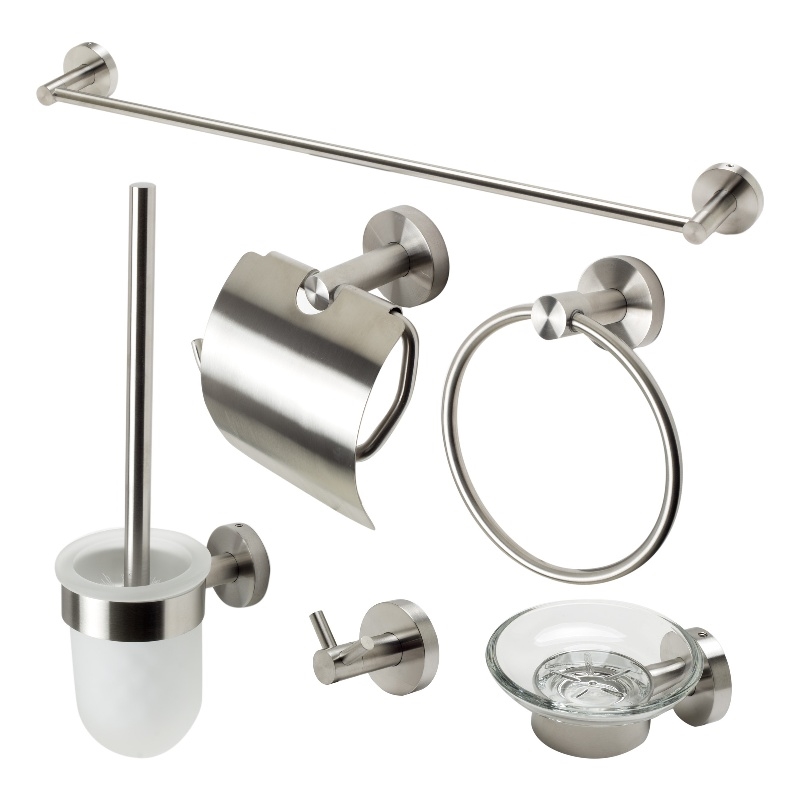 ALFI brand AB9513-BN Brushed Nickel 6 Piece Matching Bathroom Accessory Set