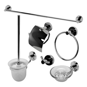 ALFI brand AB9513-PC Polished Chrome 6 Piece Matching Bathroom Accessory Set