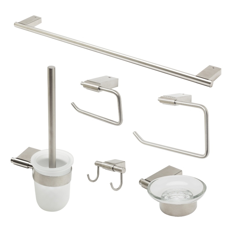 ALFI brand AB9515-BN Brushed Nickel 6 Piece Matching Bathroom Accessory Set