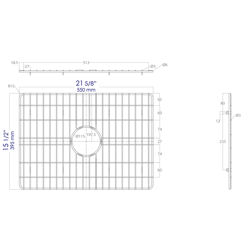 ALFI brand ABGR24 Solid Stainless Steel Kitchen Sink Grid for ABF2418 Sink