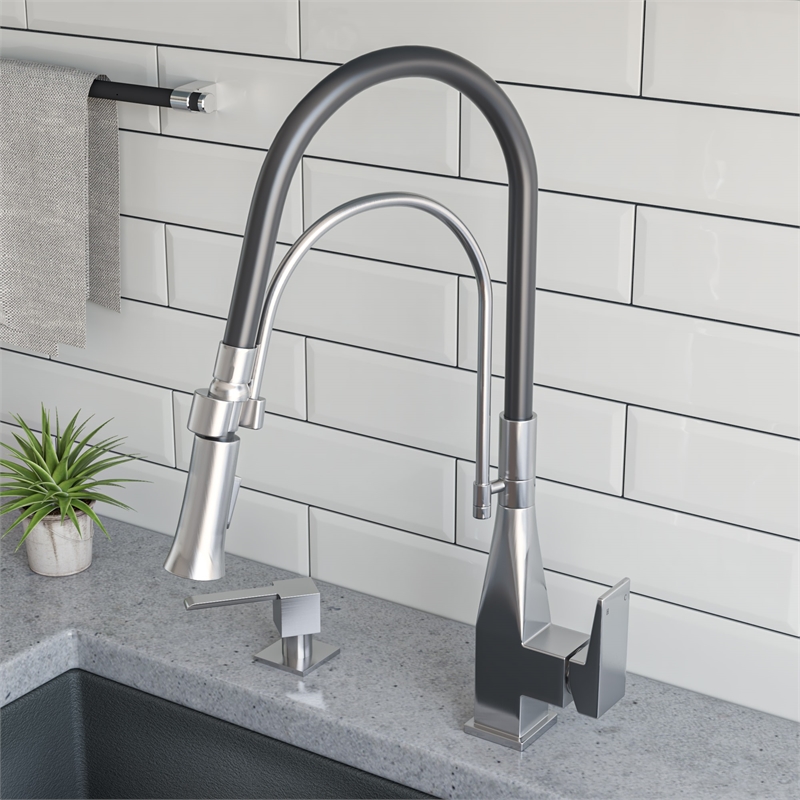 ALFI brand AB5007-BSS Modern Square Brushed Stainless Steel Soap Dispenser