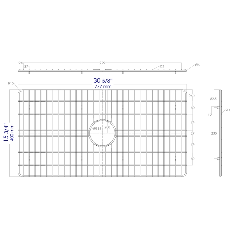 ALFI brand ABGR33S Solid Stainless Steel Kitchen Sink Grid for ABF3318S Sink