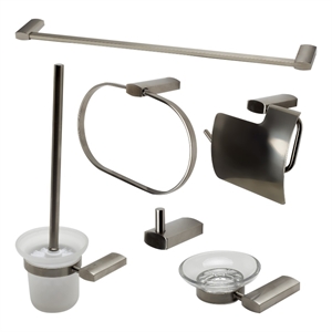 ALFI brand AB9503-BN Brushed Nickel 6 Piece Matching Bathroom Accessory Set