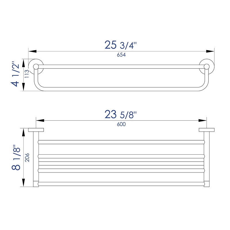 ALFI brand AB9538-PC Chrome 26 inch Towel Bar & Bathroom Accessory