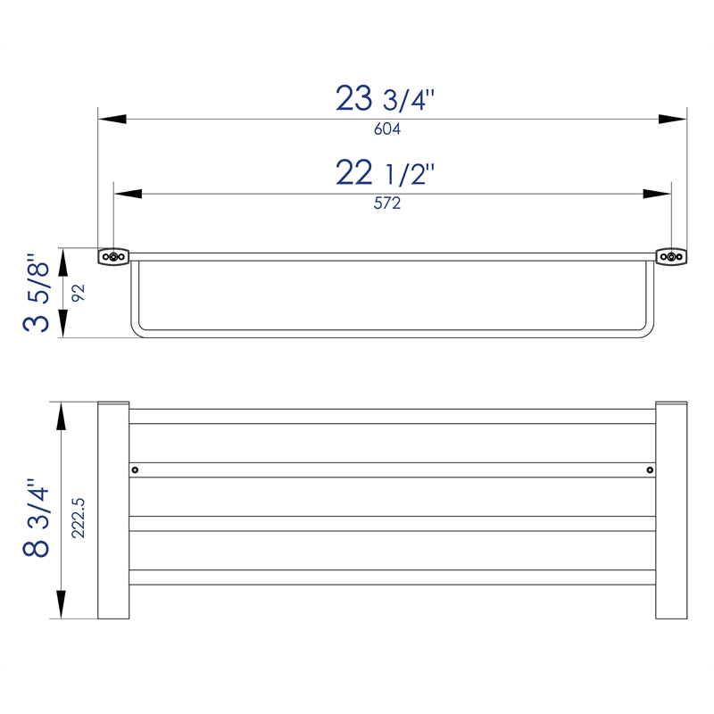 ALFI brand AB9539-PC Chrome 24 inch Towel Bar & Bathroom Accessory