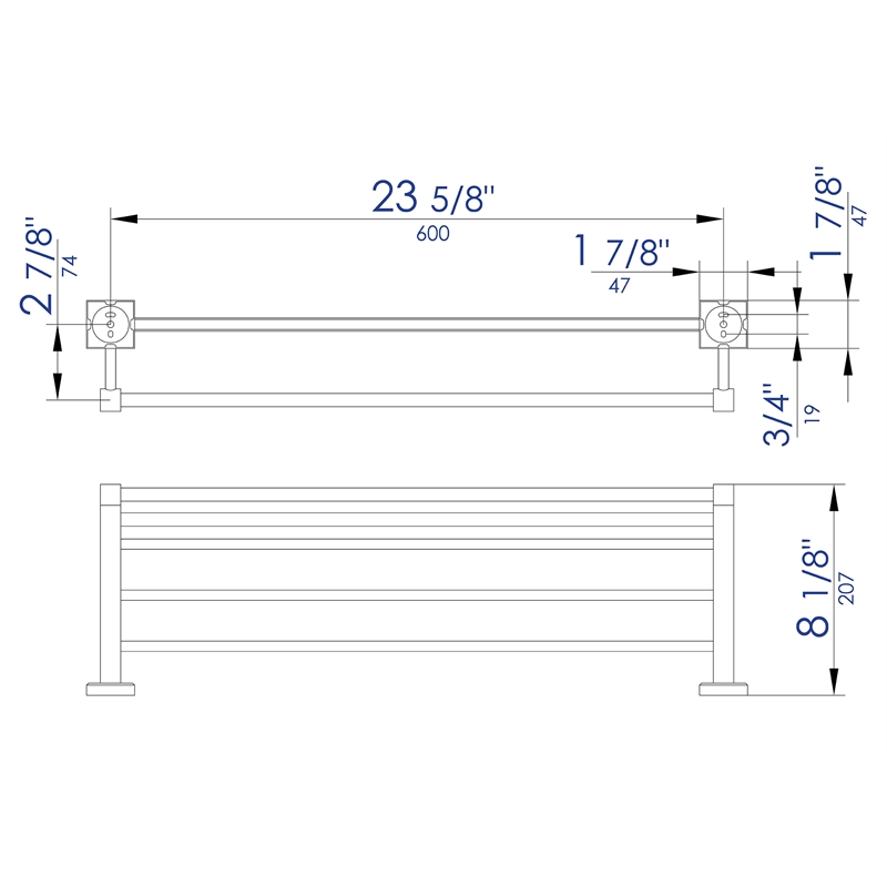 ALFI brand AB9596 Polished Chrome 24 inch Towel Bar & Shelf Bathroom Accessory