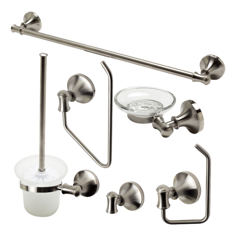 ALFI brand AB9521-BN Brushed Nickel 6 Piece Matching Bathroom Accessory Set