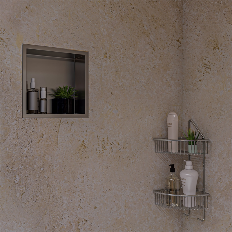 ALFI brand AB9532 Chrome Corner Mounted Basket Shower Bathroom Accessory