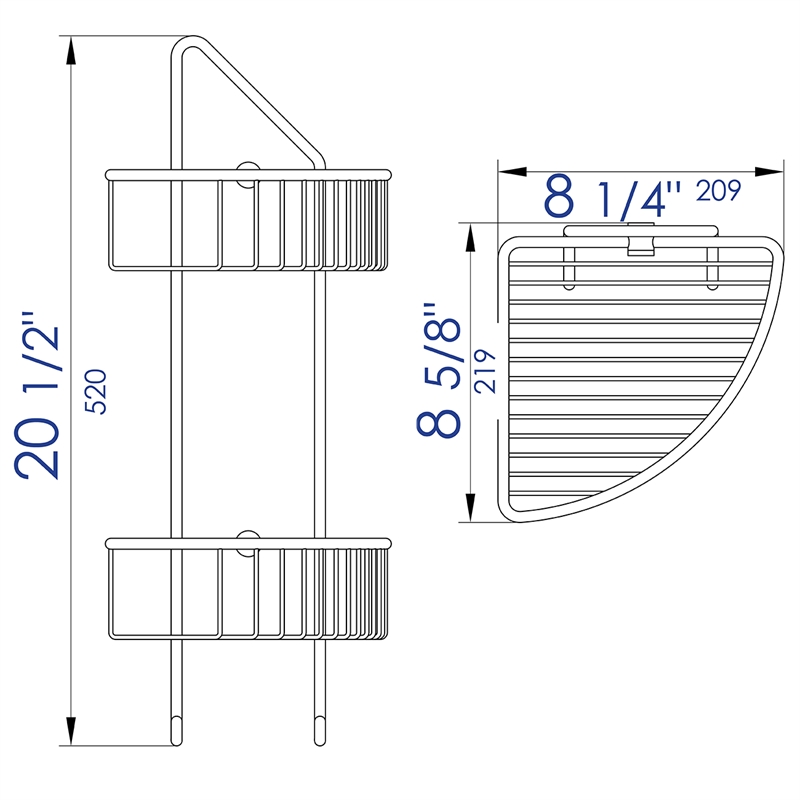 ALFI brand AB9532 Chrome Corner Mounted Basket Shower Bathroom Accessory