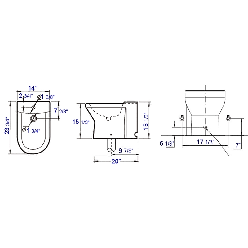 EAGO JA1010 White Ceramic Bathroom Bidet with Elongated Seat