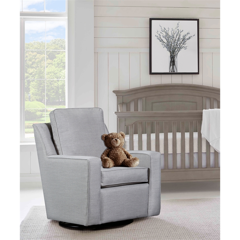 The 1st Chair Miley Swivel Glider with Gray Skies Fabric - Made In USA