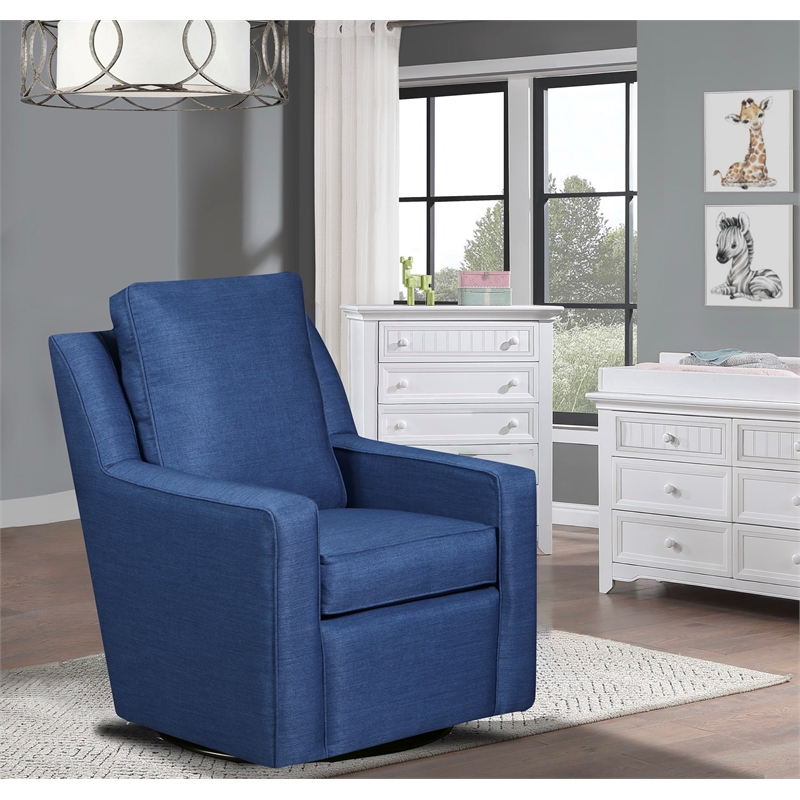 The 1st Chair Miley Swivel Glider with Cobalt Fabric - Made In USA