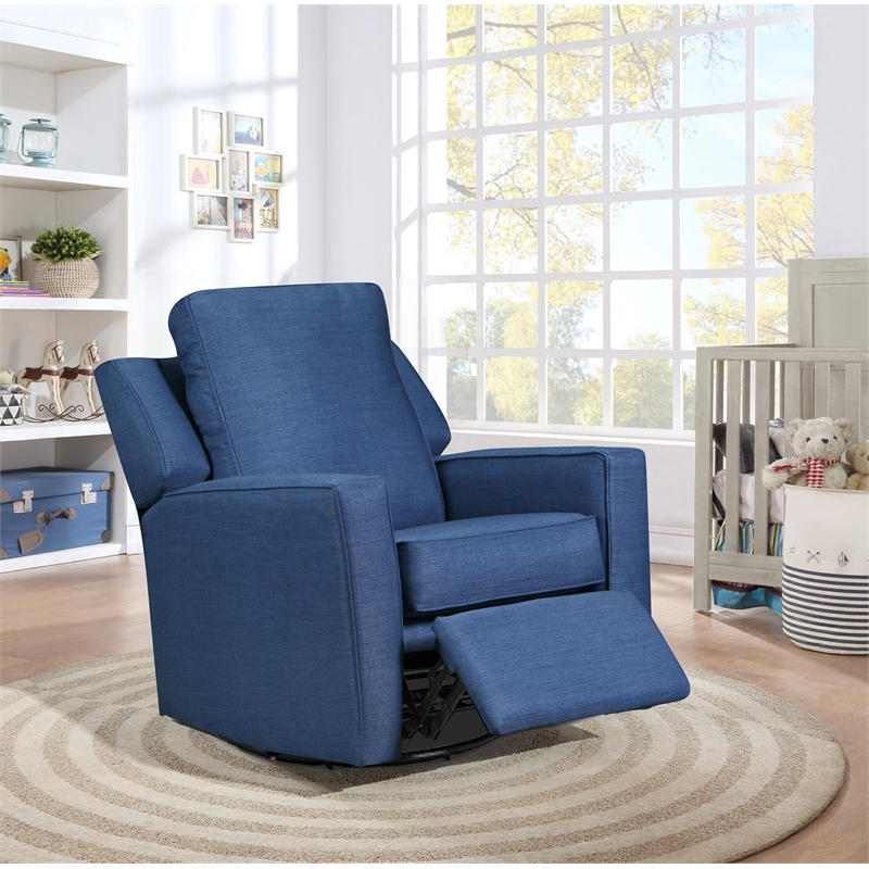 The 1st Chair Harrison Gliding Swivel Recliner with Cobalt Fabric - Made In USA