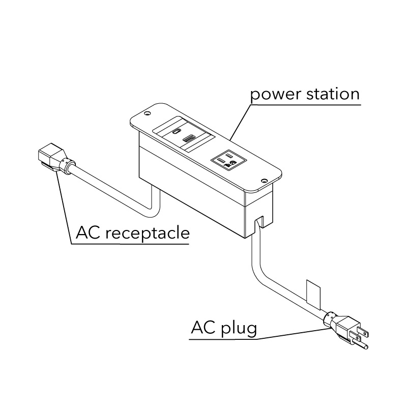 Raffel Systems 120V  USB-A & USB-C PD Power Station w/ Extension Cord - Black