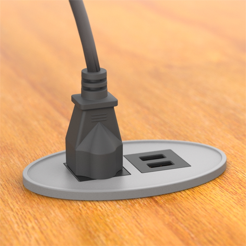 Raffel Systems USB-A Oval  120V Power Station - Silver