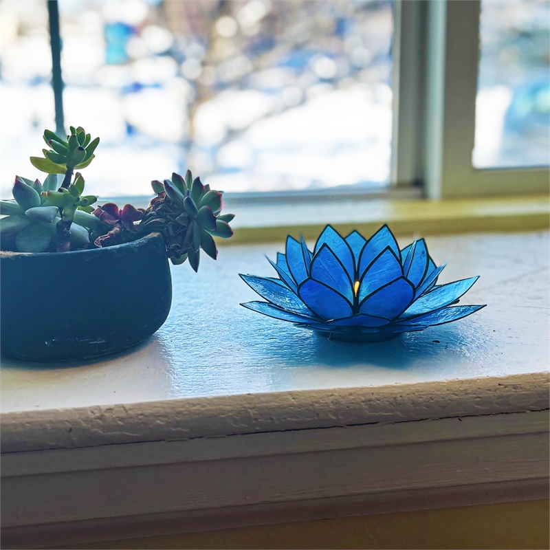 Brightspot Moonshadow Capiz Shell Tea Light Holder in Blue