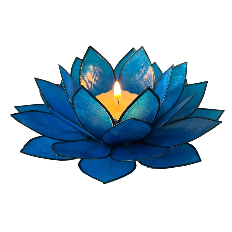 Brightspot Moonshadow Capiz Shell Tea Light Holder in Blue