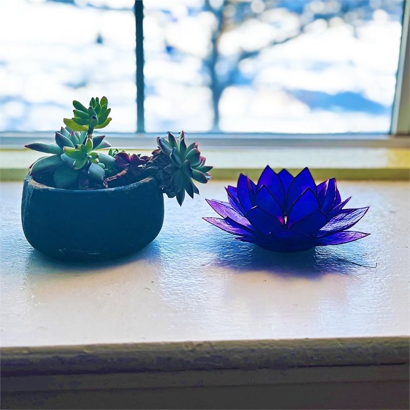 Brightspot Moonshadow Capiz Shell Tea Light Holder in Purple