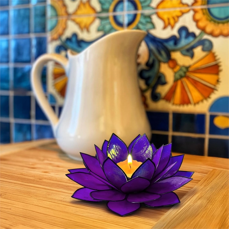 Brightspot Moonshadow Capiz Shell Tea Light Holder in Purple