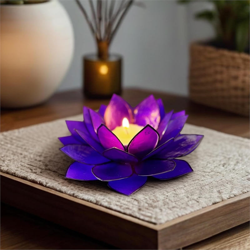 Brightspot Moonshadow Capiz Shell Tea Light Holder in Purple