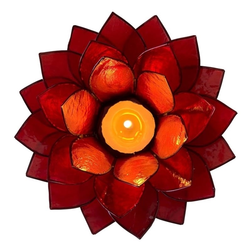 Brightspot Moonshadow Capiz Shell Tea Light Holder in Red