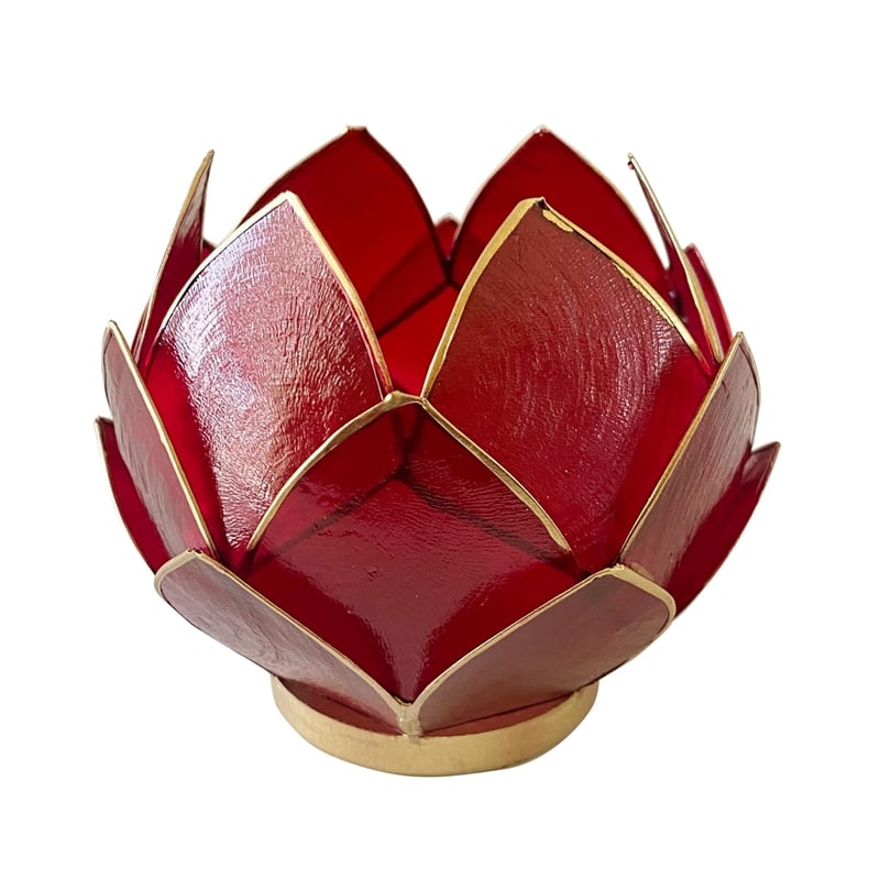 Brightspot Blooming Lotus Capiz Shell Tea Light Holder in Red
