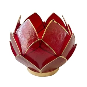 Brightspot Blooming Lotus Capiz Shell Tea Light Holder in Red
