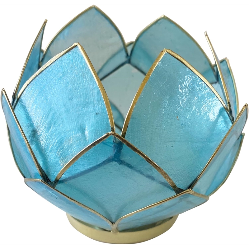 Brightspot Blooming Lotus Capiz Shell Tea Light Holder in Blue