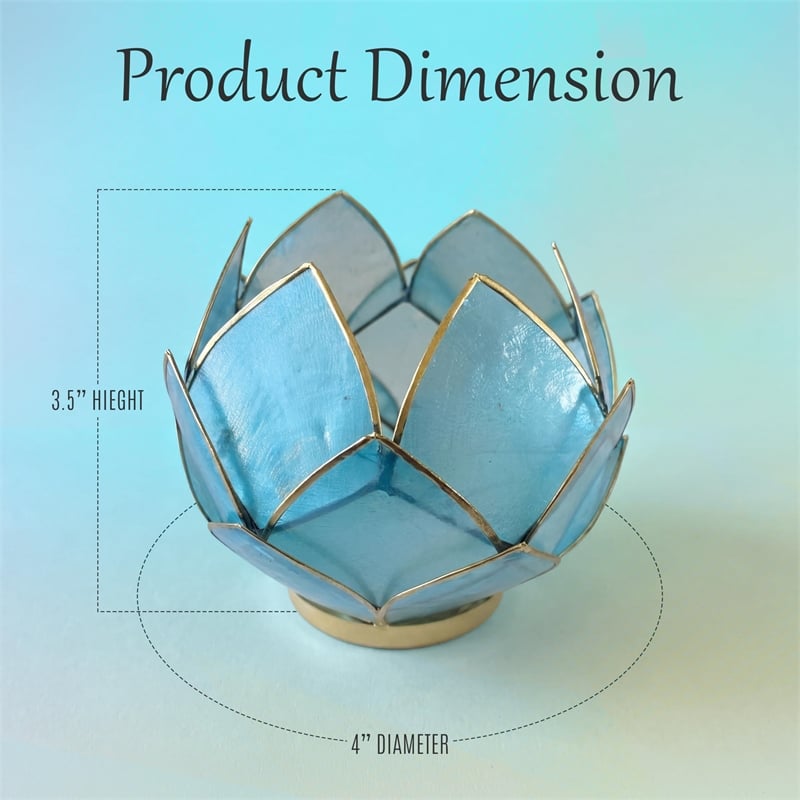 Brightspot Blooming Lotus Capiz Shell Tea Light Holder in Blue
