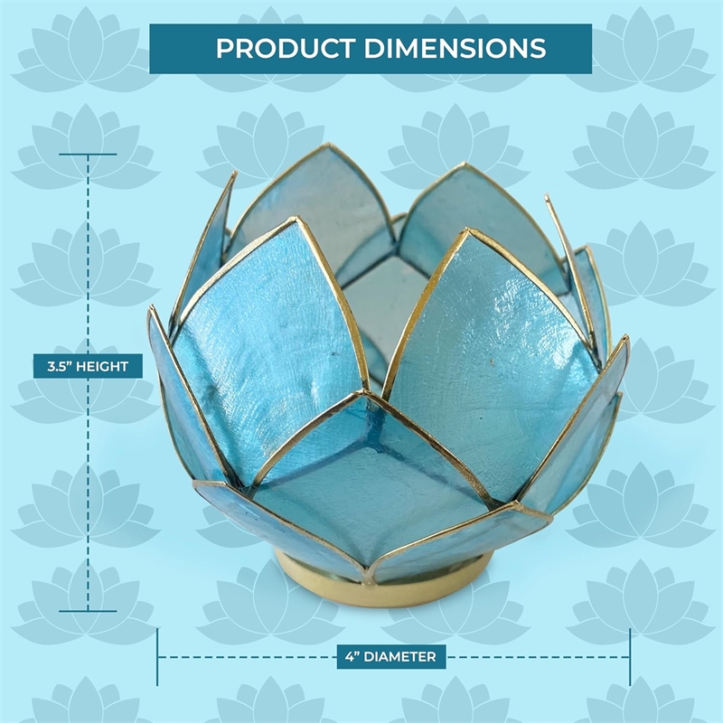 Brightspot Blooming Lotus Capiz Shell Tea Light Holder in Blue