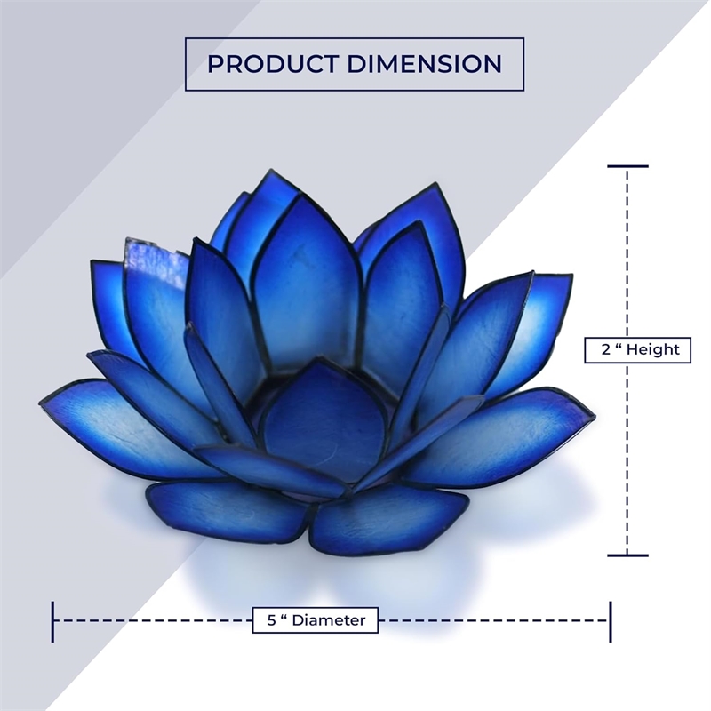 OM Gallery Capiz Shell Lotus Tea Light Holder in Blue