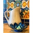 OM Gallery Capiz Shell Lotus Tea Light Holder in Blue