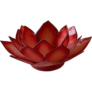OM Gallery Capiz Shell Lotus Tea Light Holder in Red