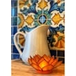 OM Gallery Capiz Shell Lotus Tea Light Holder in Orange