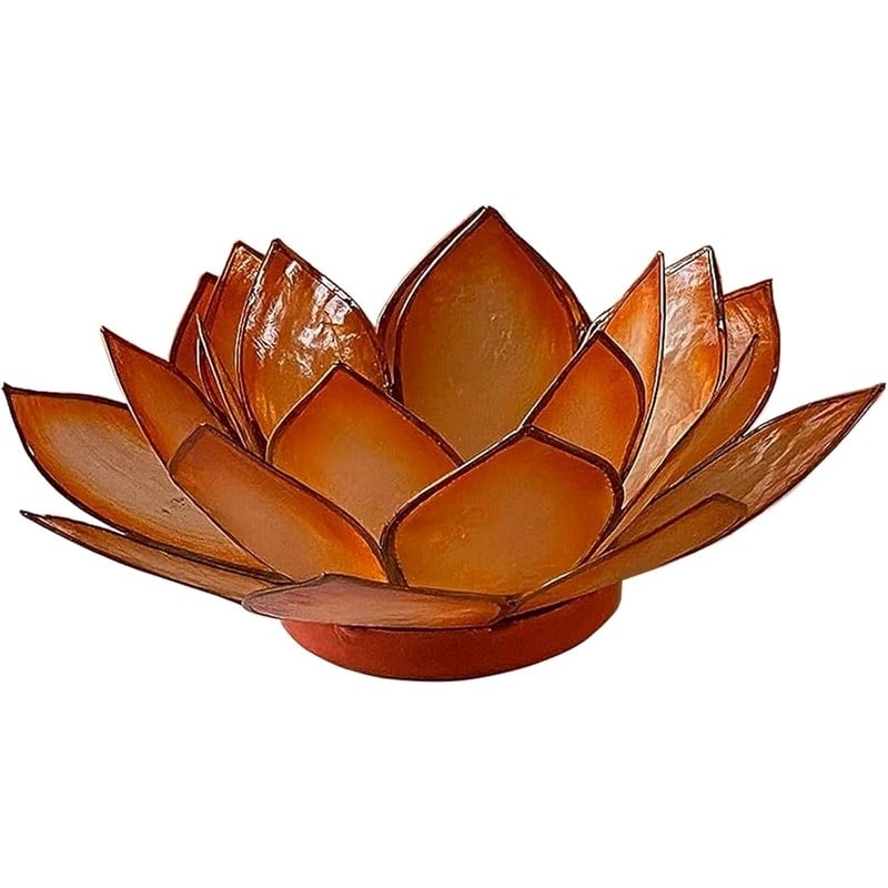 OM Gallery Capiz Shell Lotus Tea Light Holder in Orange