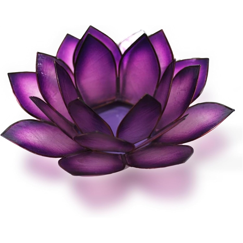 OM Gallery Capiz Shell Lotus Tea Light Holder in Purple
