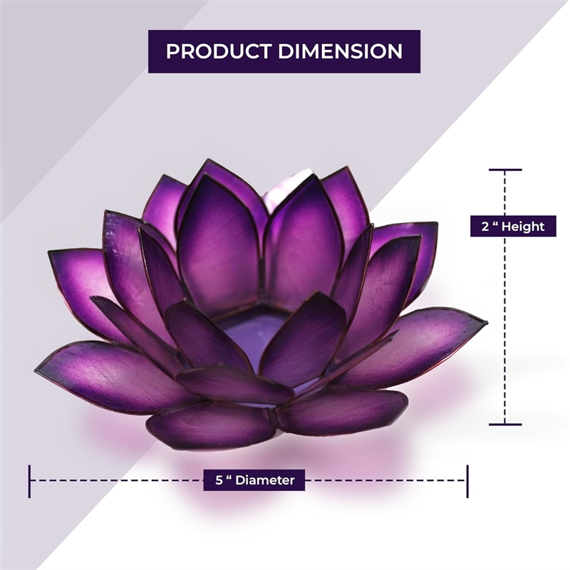 OM Gallery Capiz Shell Lotus Tea Light Holder in Purple