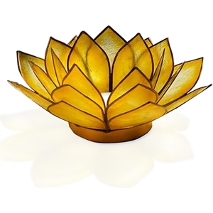 OM Gallery Capiz Shell Lotus Tea Light Holder in Yellow