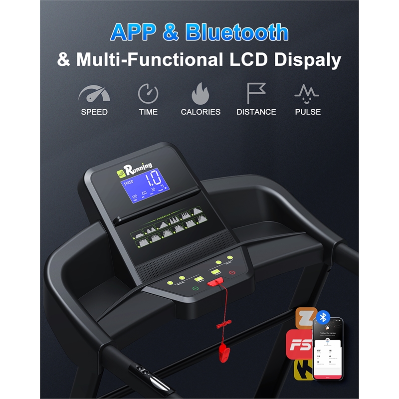 FYC Heavy Duty Foldable  3.5 HP Treadmill w/ Incline & Bluetooth in Black