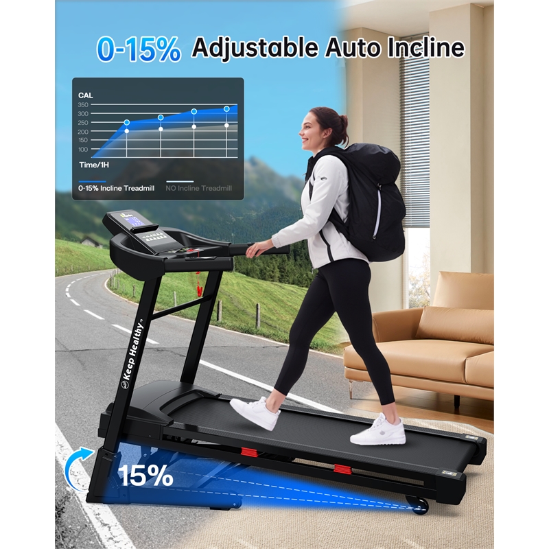 FYC Heavy Duty Foldable  3.5 HP Treadmill w/ Incline & Bluetooth in Black