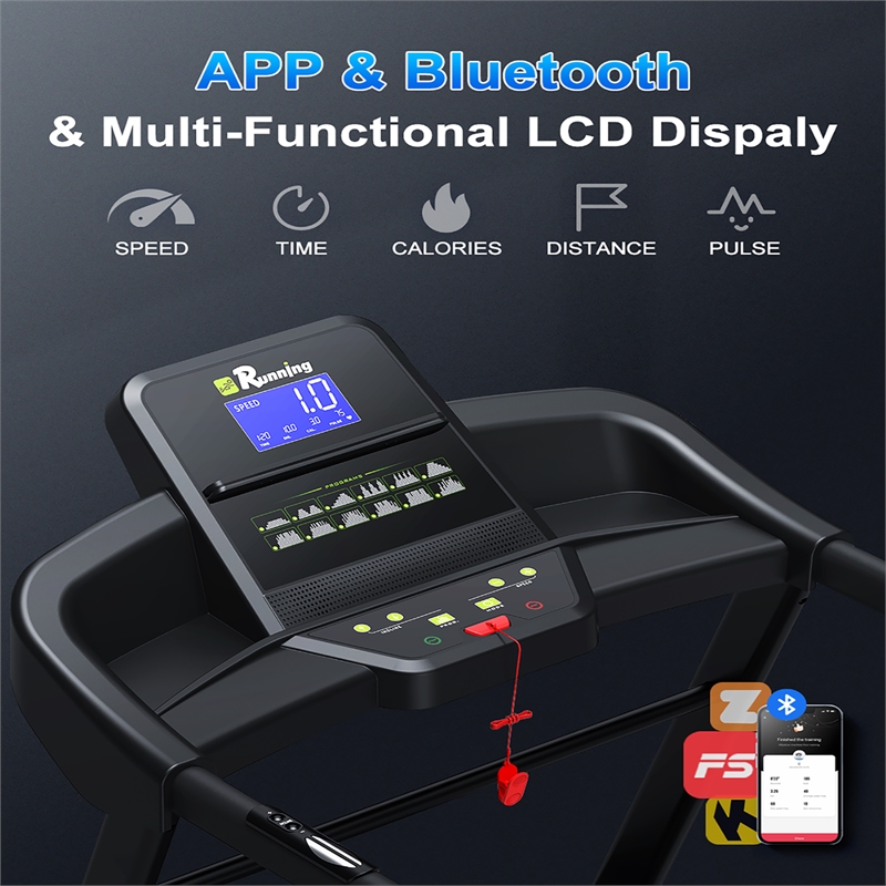 FYC Heavy Duty Foldable  3.5 HP Treadmill w/ Incline & Bluetooth in Black